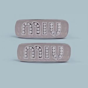Set of 2 Miu Miu Pearl Silver Hair Clips